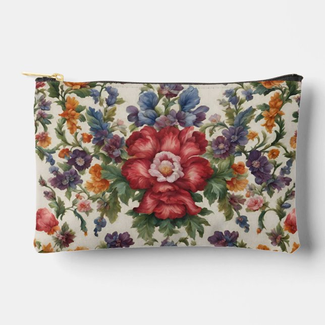 Bolsito Accesorio Pequeño Flor Roja Refinada Increíble y Flores Delgadas (Anverso)