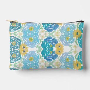 Bolsito Accesorio Pequeño Floral Acuarela Azul y Amarillo