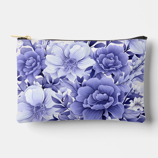 Bolsito Accesorio Pequeño Floral Azul (Anverso)
