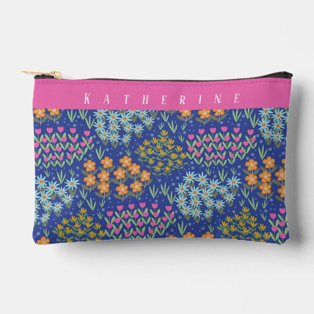 Bolsito Accesorio Pequeño Floral Bed Blue (Anverso)