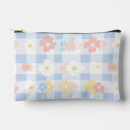 Bolsito Accesorio Pequeño Floral de Cuadros Azules