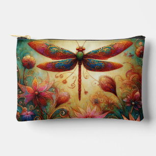 Bolsito Accesorio Pequeño Floral de libélula sincera Resumen arte rosa Verde