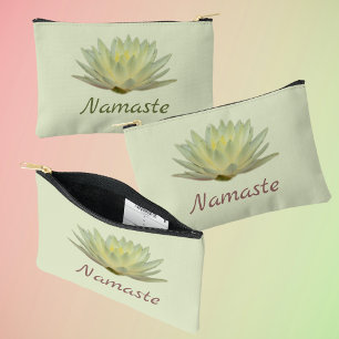 Bolsito Accesorio Pequeño Floral Lotus Waterlily amarillo verde personalizad