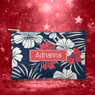 Bolsito Accesorio Pequeño Floral tropical rosa y marina