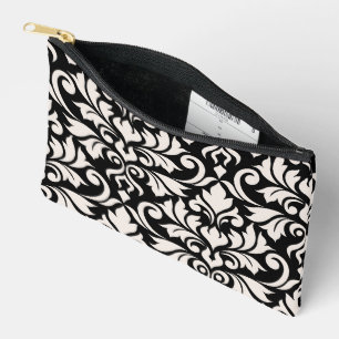 Bolsito Accesorio Pequeño Florecer arte Damask que yo crema en negro