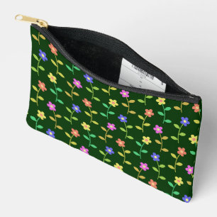 Bolsito Accesorio Pequeño Flores Coloridas, Patrón Floral, Verdor, Boho