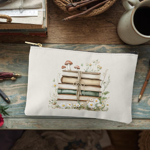 Bolsito Accesorio Pequeño Flores de Acuarela Elegante Libros Antiguos