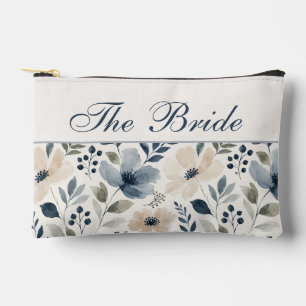 Bolsito Accesorio Pequeño Flores de Acuarela Elegantes Floral Azul Crema