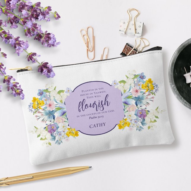 Bolsito Accesorio Pequeño Flores de acuarela Escritura Verse Personalizado (Subido por el creador)