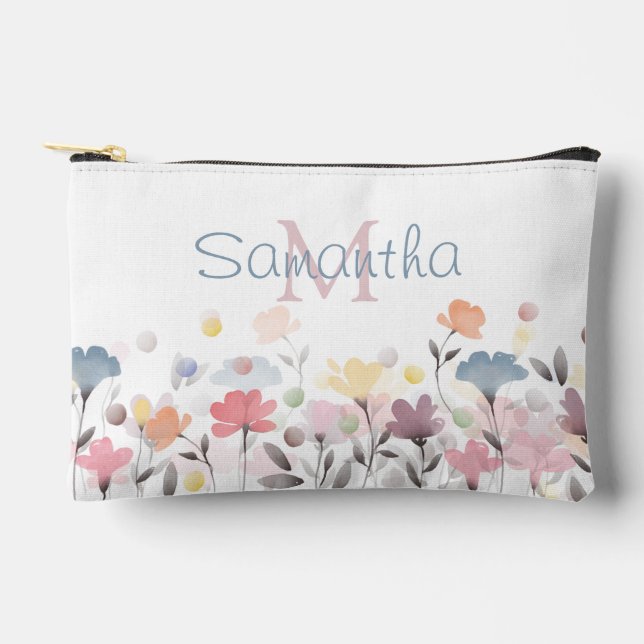 Bolsito Accesorio Pequeño Flores de arte acuarela de Bonito suave personaliz (Anverso)