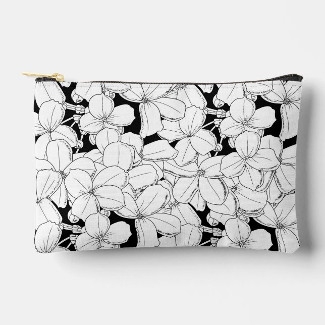 Bolsito Accesorio Pequeño Flores de blanco y negro (Anverso)