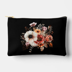 Bolsito Accesorio Pequeño Flores de color de agua rústica elegante negro