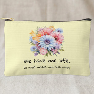 Bolsito Accesorio Pequeño Flores de gerbera palabras positivas amarillas
