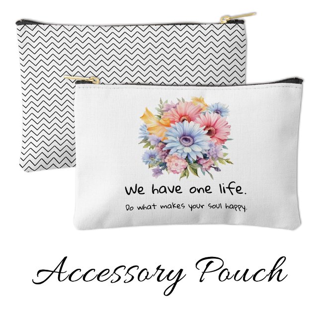 Bolsito Accesorio Pequeño Flores de gerbera palabras positivas blancas (Subido por el creador)