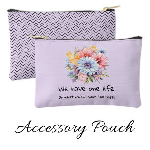 Bolsito Accesorio Pequeño Flores de gerbera palabras positivas moradas