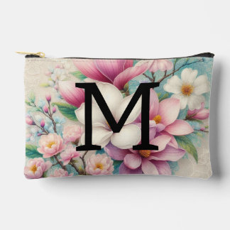Bolsito Accesorio Pequeño Flores de magnolias púrpura rosadas de encaje mono