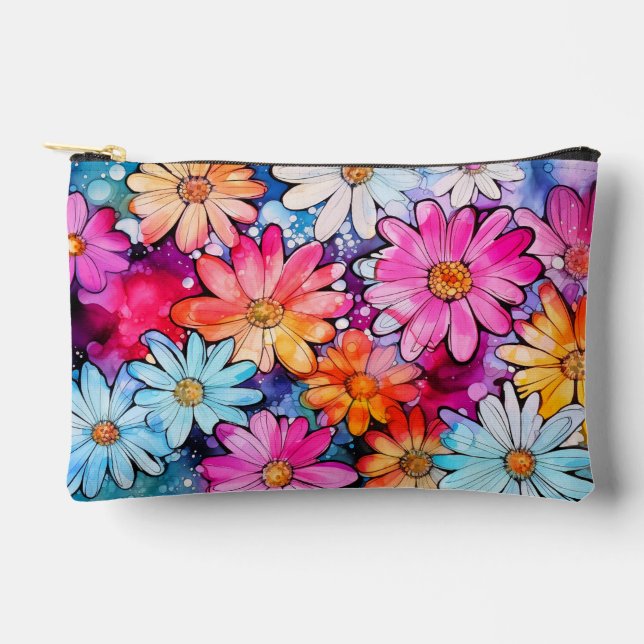 Bolsito Accesorio Pequeño Flores de margarita coloridas (Anverso)