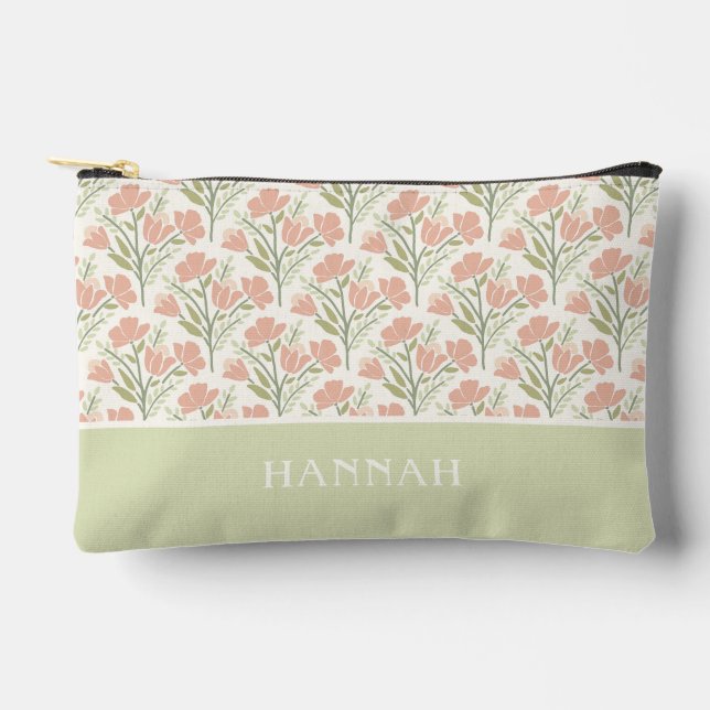 Bolsito Accesorio Pequeño Flores Monogramadas Neutras Serenas (Anverso)