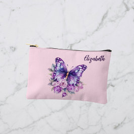 Bolsito Accesorio Pequeño Flores moradas rosadas de mariposa