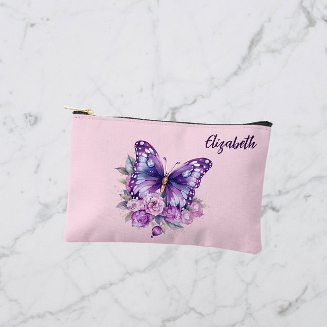 Bolsito Accesorio Pequeño Flores moradas rosadas de mariposa (Subido por el creador)