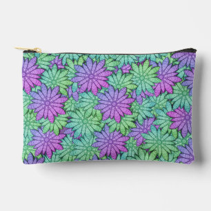 Bolsito Accesorio Pequeño Flores moradas y verdes divertidas