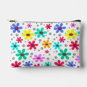 Bolsito Accesorio Pequeño Flores multicolores daisies fondo retro sumario