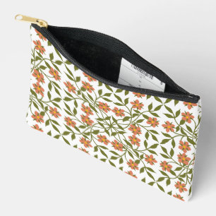 Bolsito Accesorio Pequeño Flores naranjas, patrón floral, vegetación, boho