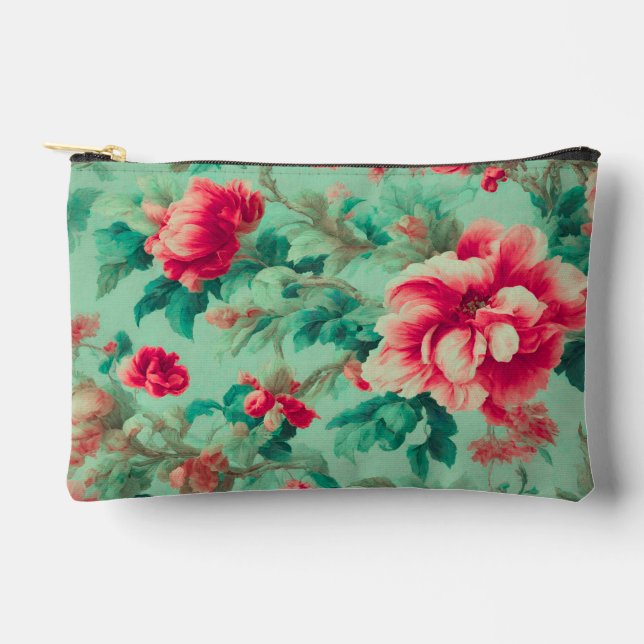 Bolsito Accesorio Pequeño Flores rojas y hojas verdes exquisitas (Anverso)