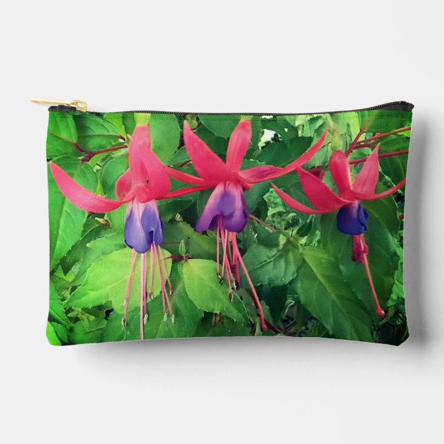 Bolsito Accesorio Pequeño Flores rojas y violetas (Anverso)