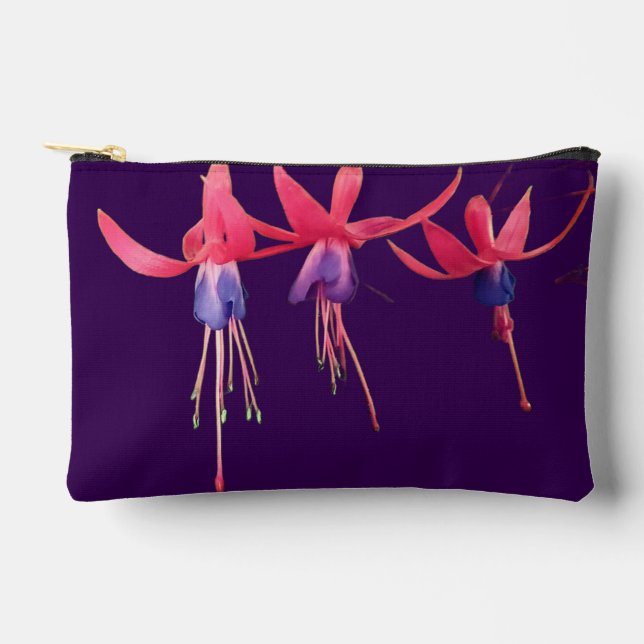 Bolsito Accesorio Pequeño Flores rojas y violetas (Anverso)