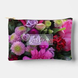 Bolsito Accesorio Pequeño Flores rosadas y violetas personalizadas