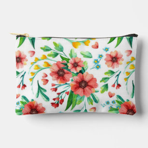 Bolsito Accesorio Pequeño Flores Rosas Pintadas a Mano Patrón Floral-23498