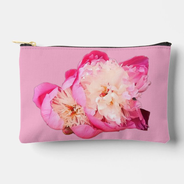 Bolsito Accesorio Pequeño Flores rosas y blancas (Anverso)