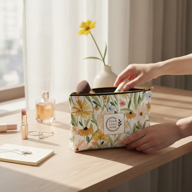 Bolsito Accesorio Pequeño Flores silvestres rusticas acuarelas añaden logoti (Subido por el creador)