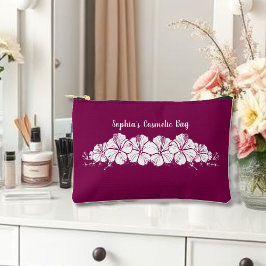 Bolsito Accesorio Pequeño Flores tropicales hawaianas hibiscus color blanco