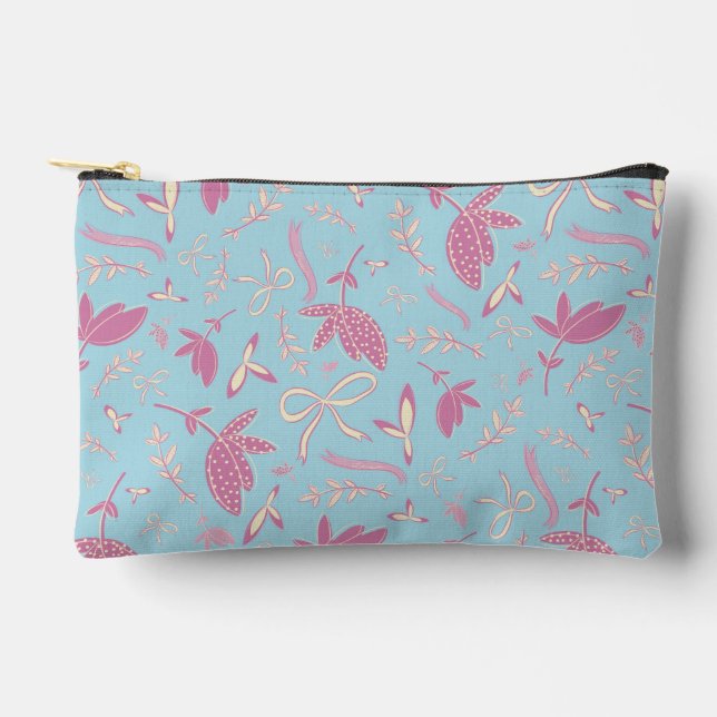 Bolsito Accesorio Pequeño Flores y arcos azules delgados (Anverso)