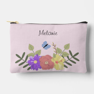 Bolsito Accesorio Pequeño Flores y mariposa rosada personalizadas