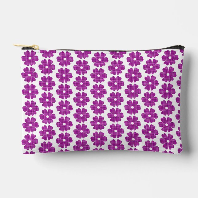 Bolsito Accesorio Pequeño Flower Shape Plaid Pink Purple (Anverso)