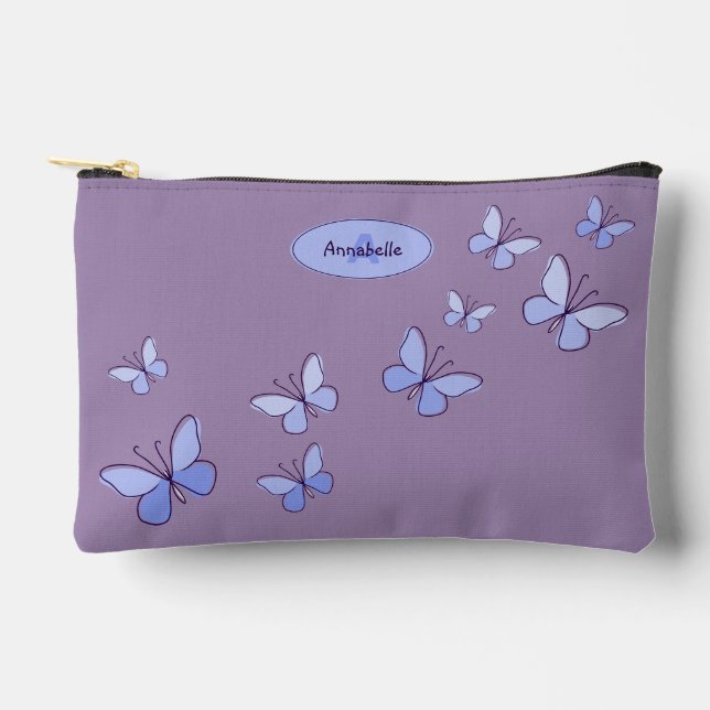 Bolsito Accesorio Pequeño Flutter de mariposa azul púrpura de moda (Anverso)