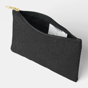 Bolsito Accesorio Pequeño Fondo de acabado de textura de cuero negro único