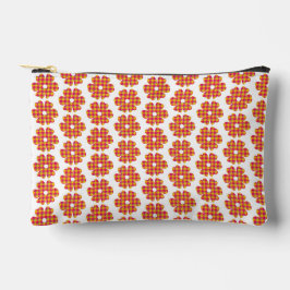 Bolsito Accesorio Pequeño Forma de Flor a Cuadros Amarillo Naranja Rosa
