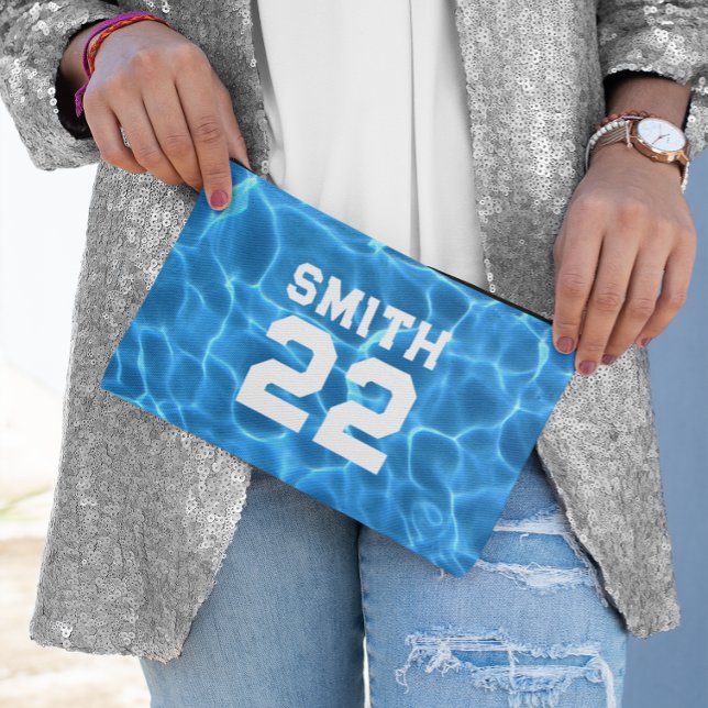 Bolsito Accesorio Pequeño Foto Deportiva De La Piscina Azul (Blue Swimming Pool Sports Photo Accessory Pouch)