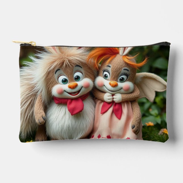 Bolsito Accesorio Pequeño „Fröhliche Hasenfreunde im Frühlingsgarten“ (Anverso)