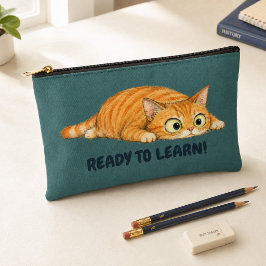 Bolsito Accesorio Pequeño Funda de lápices divertida de gato naranja lista p