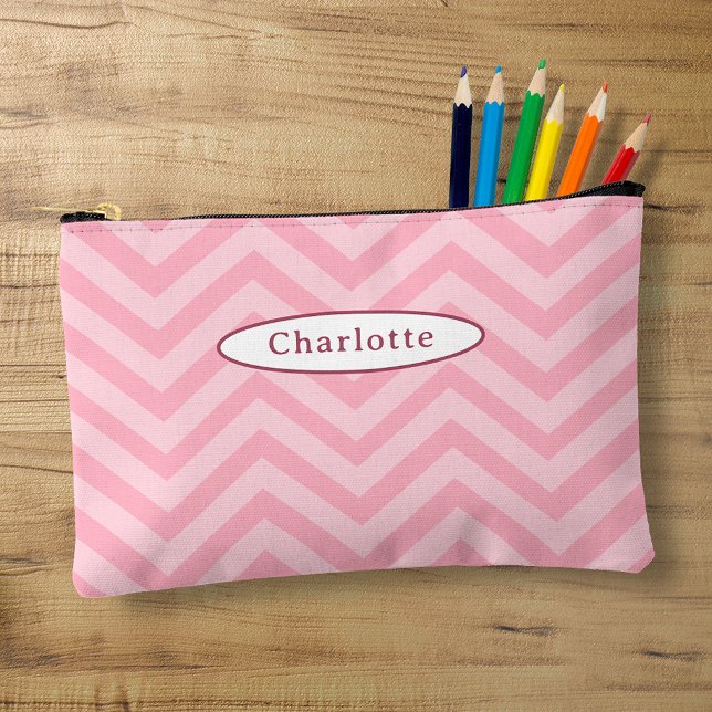 Bolsito Accesorio Pequeño Funda de lápiz del patrón de cheurón rosado (Subido por el creador)
