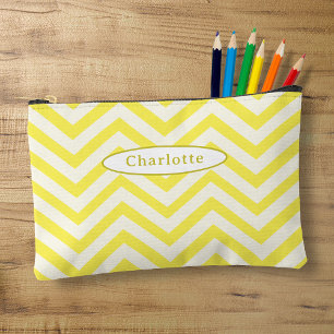 Bolsito Accesorio Pequeño Funda de lápiz moderno patrón de cheurón amarillo