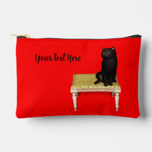 Bolsito Accesorio Pequeño Funda para laptop de gato negro en el taburete