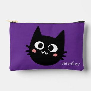 Bolsito Accesorio Pequeño Funny Black Cat Personalizado Purple