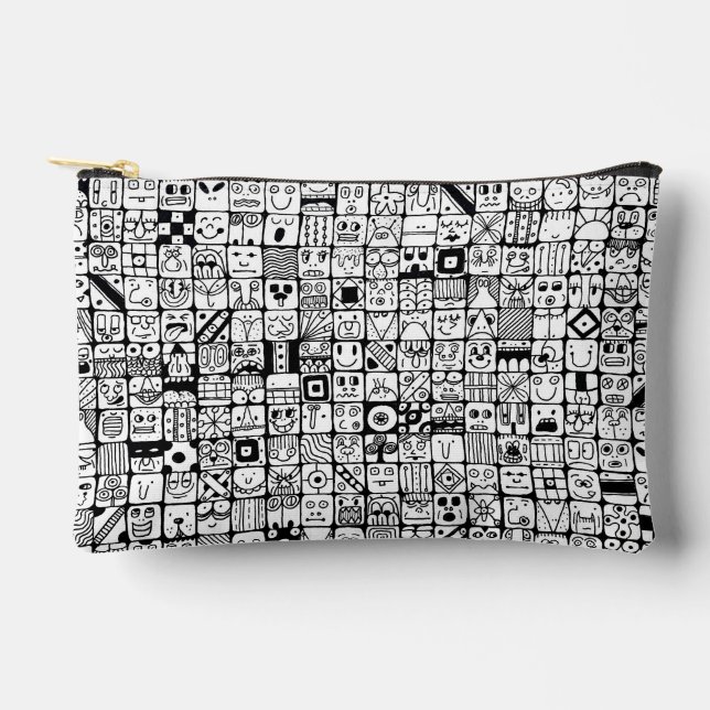 Bolsito Accesorio Pequeño Funny Cartoon Faces Squares (Anverso)