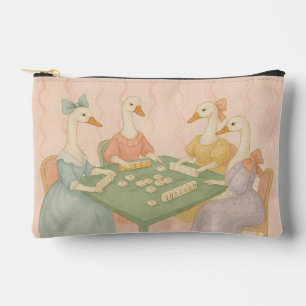 Bolsito Accesorio Pequeño Gansos Lindos Vintage Jugando Mahjong